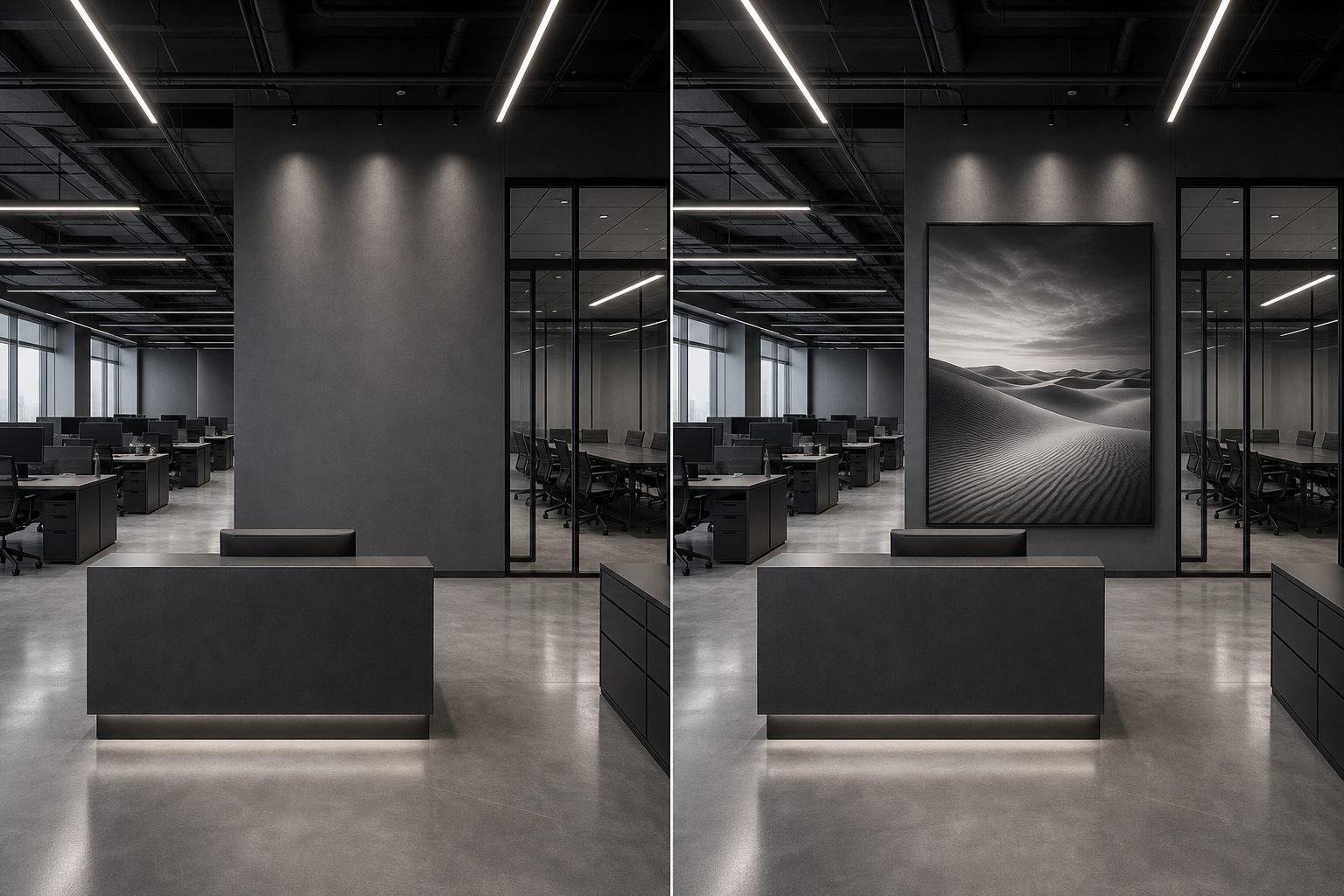 Corporate office before and after